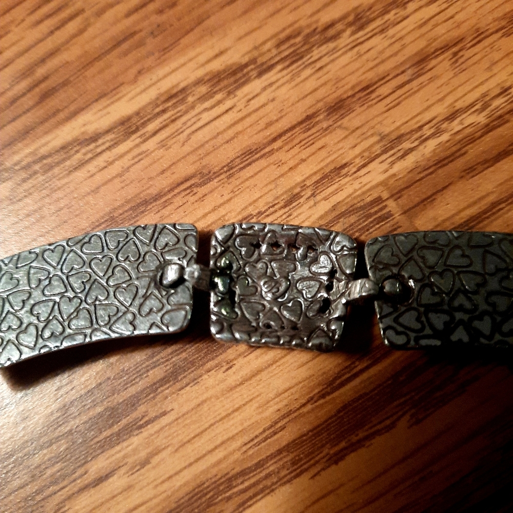 Vintage BRIGHTON Vintage Silver Plated Embossed Link Necklace - Picture 3 of 6